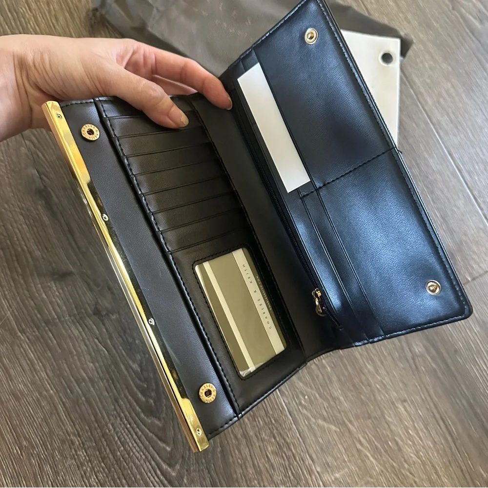 Charles & Keith black and gold wallet- brand new!